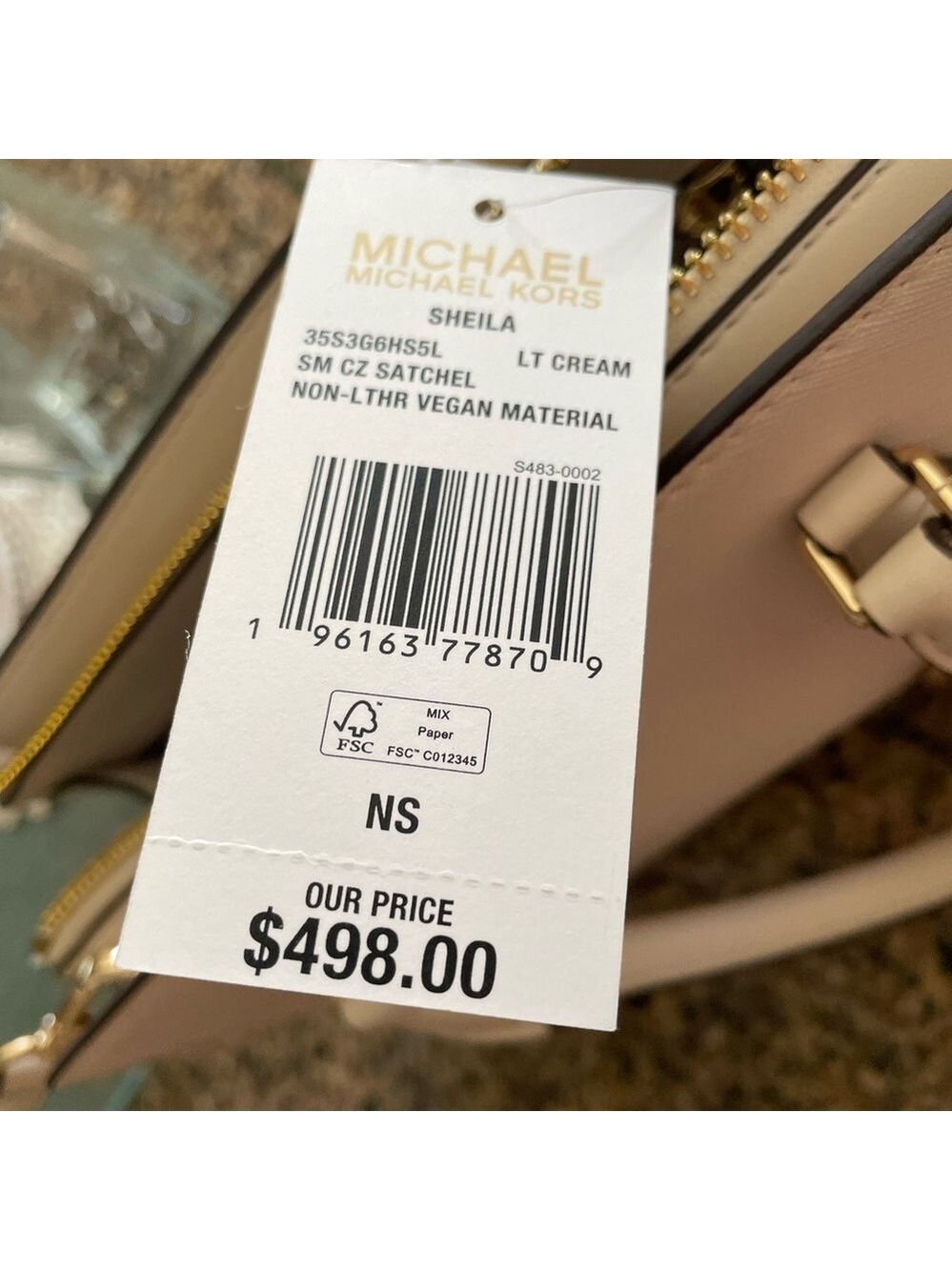 Michael Kors Light Cream Vegan Satchel Purse Handles Strap - Picture 8 of 9